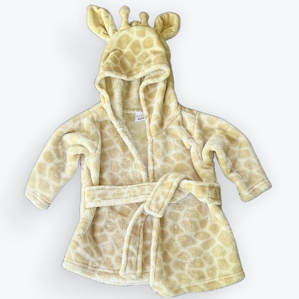 Adorable Soft Fuzzy Hooded Giraffe Robe Costume or Swim Cover Up ~ 0-9 Mos.
